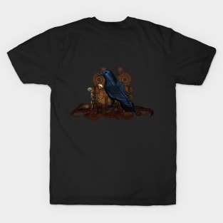 Steampunk cute crow with clock and gears T-Shirt